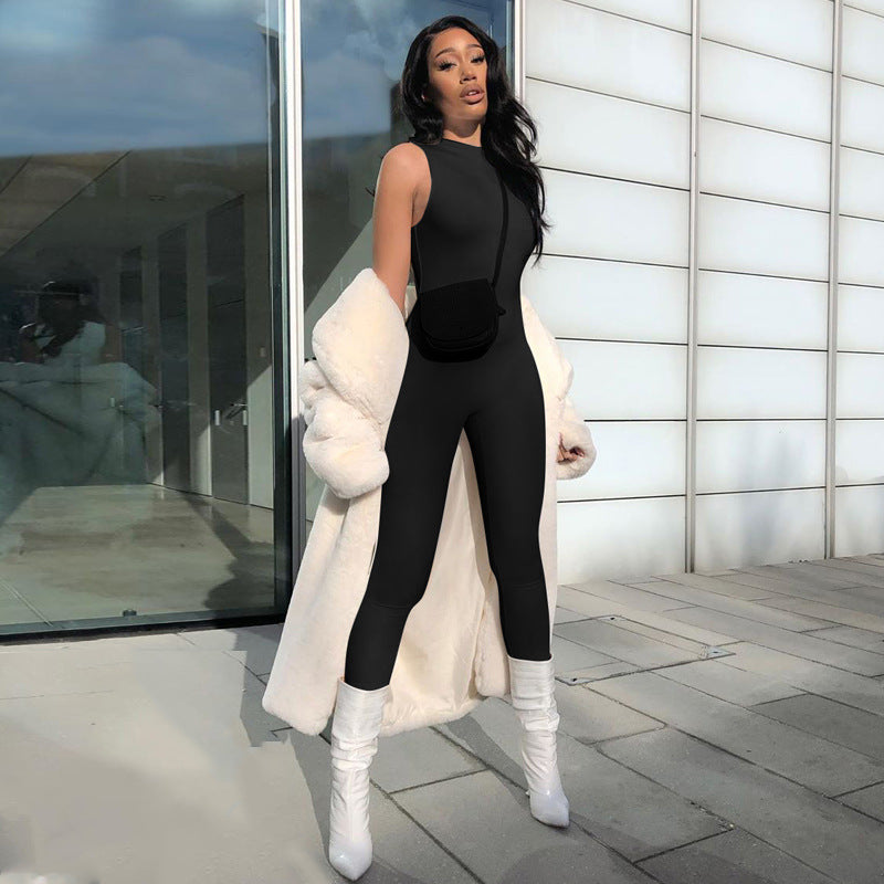 Ärmelloser Fitness Jumpsuit für Damen – Atmungsaktiv & Figurbetont